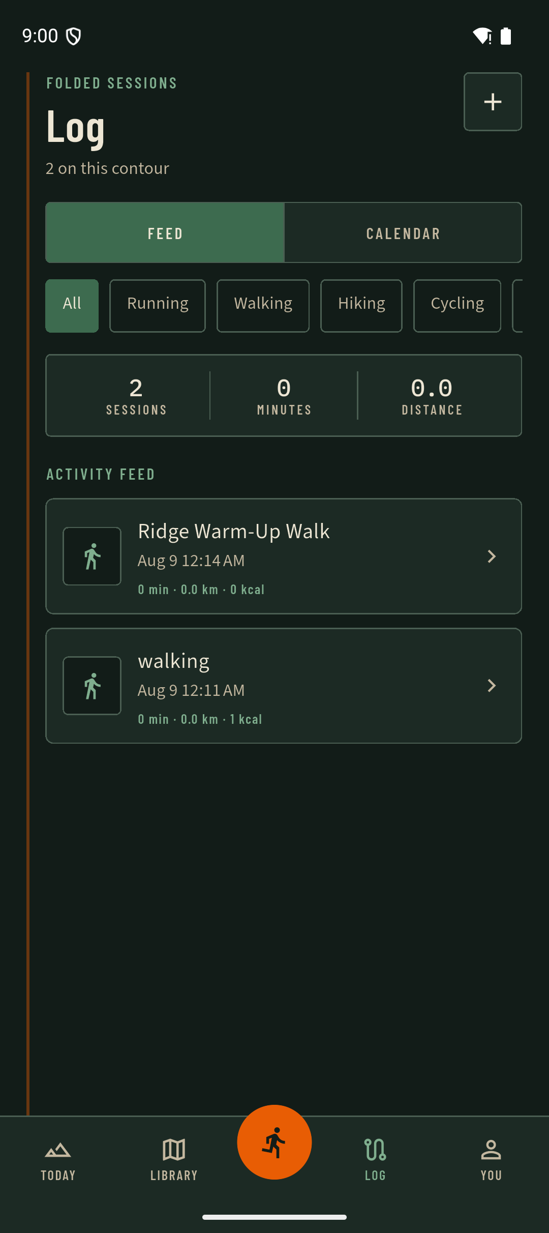 Stridefold Log screen